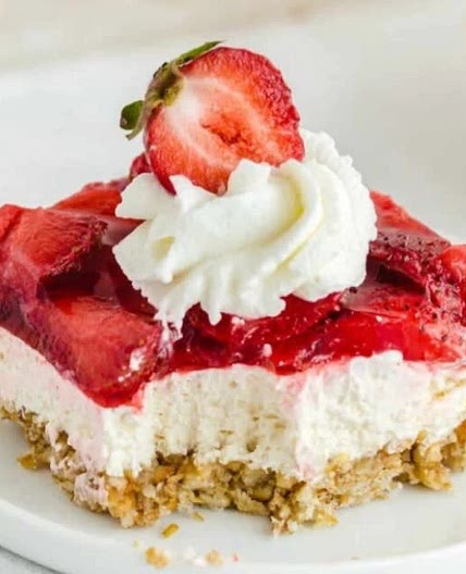 Strawberry Jello Pretzel Salad - Princess Pinky Girl