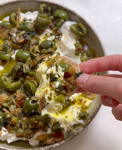 Ricotta With Crushed Olives, Almonds &amp; Lemon 🍋 Your new favo