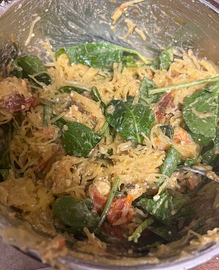 Spaghetti Squash Feta Pasta