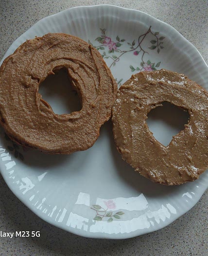 Cinnamon bagels with cashew cream cheese and granola butter