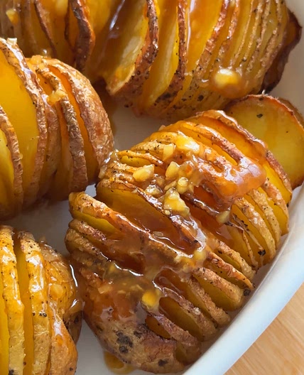 Miso Honey Hasselback Potatoes