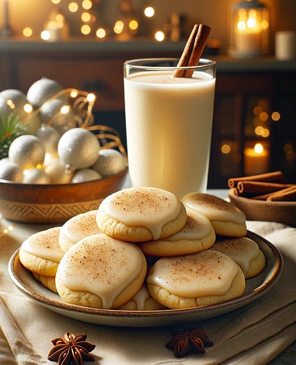 Eggnog Cookies with Cream Cheese Eggnog Glaze