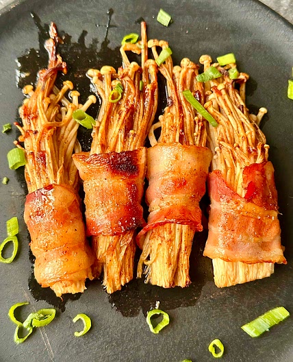 Spicy Bacon Enoki Mushrooms 