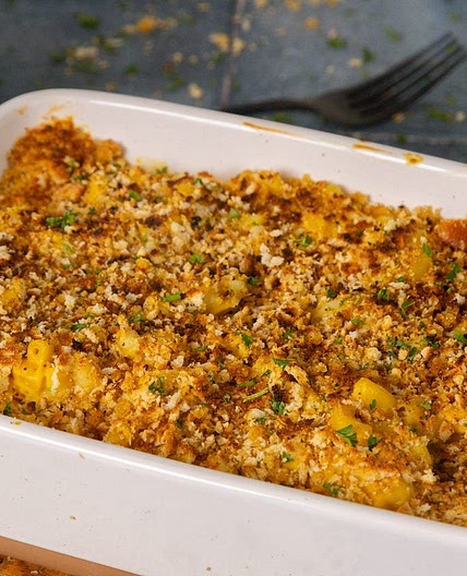 Baked Vegan Mac and Cheese recipe: a delicious, Blue Zones-inspired, plant-based alternative to the classic comfort food. Perfect for the holidays or a cozy night in. — Julie Gaet