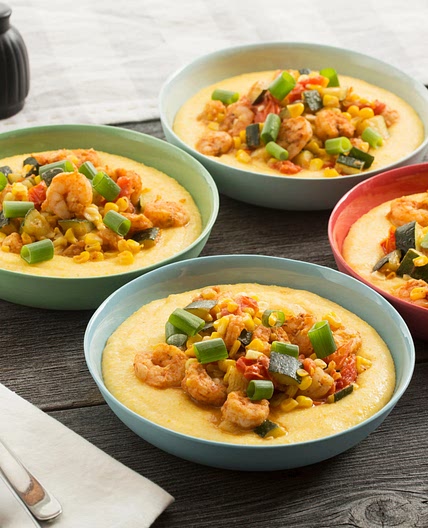 Shrimp & Two-Cheese Grits with Sautéed Summer Vegetables