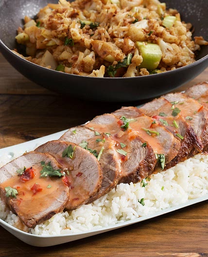 Lemongrass Roasted Pork with Braised Cauliflower & Bok Choy
