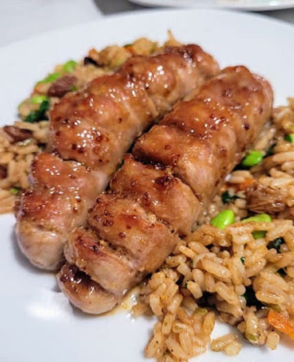 Glazed Hasselback Sausages