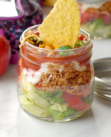 No Cook Mason Jar Chicken Taco Salad