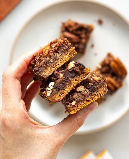Chocolate Bourbon Pecan Bars