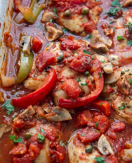 Oven Baked Chicken Cacciatore