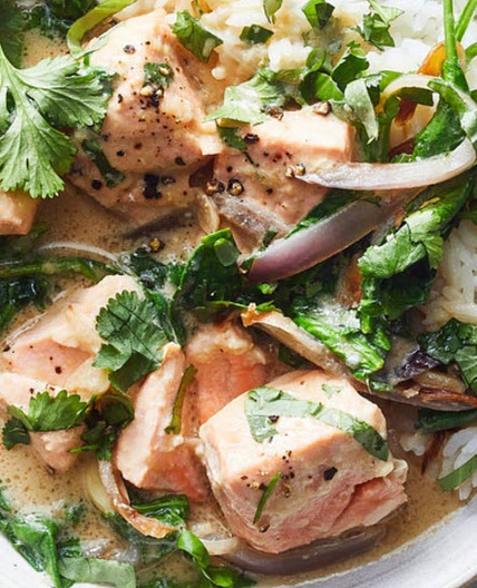 Coconut- miso salmon curry