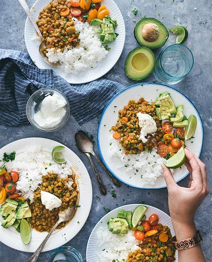 Lentil Stew with Rice and Flatbread