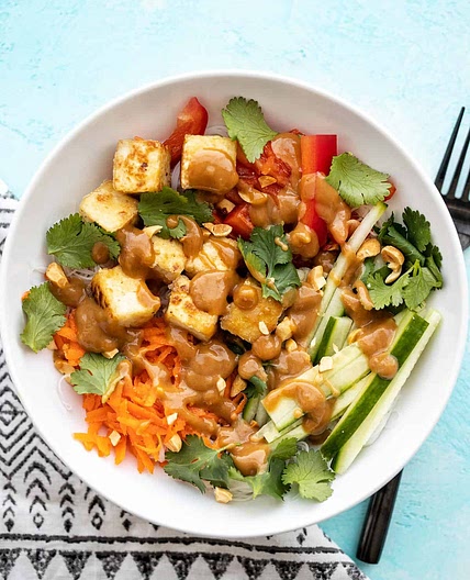 Peanut Tofu Noodle Bowls