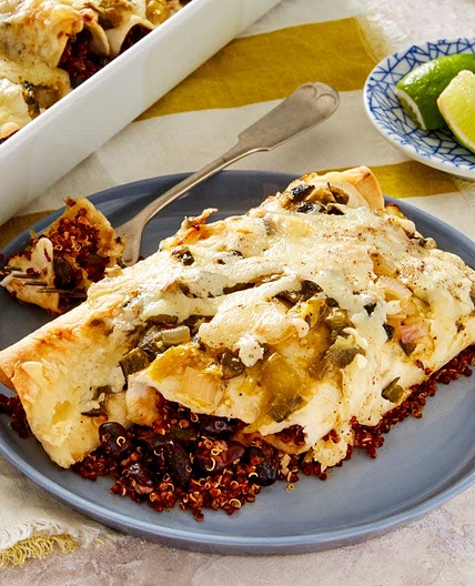 Black Bean & Quinoa Enchiladas with Poblano & Tomatillo Salsa Verde