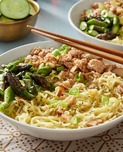 Pork & Miso Ramen with Asparagus & Marinated Cucumber