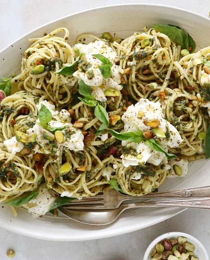 Pâtes au Pesto de Pistache et à la Burrata