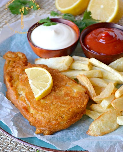 Beer Battered Fish and Chips / Žuvis alaus tešloje su keptomis b