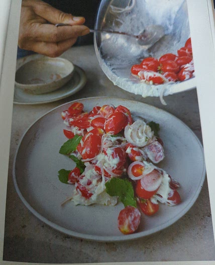 Tomato salad with lime and cardamom yogurt