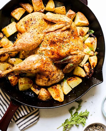Whole Roasted Greek Chicken and Potatoes