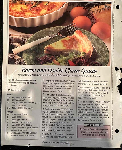 Bacon and double cheese quiche