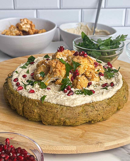 Big Baked Falafel with Roasted Cauli and Bean Dip 