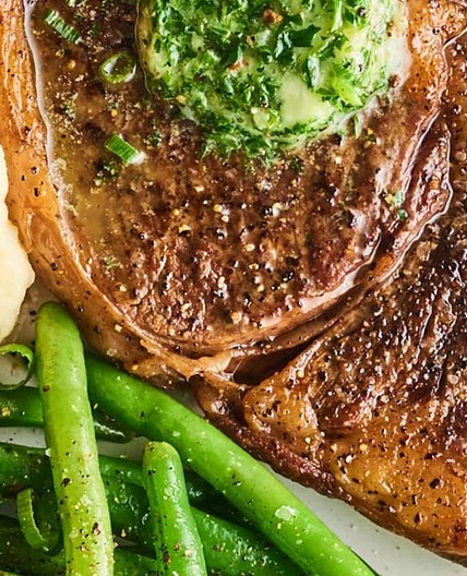 Air Fryer Steak with Garlic-Herb Butter