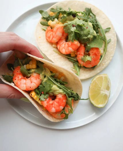Grilled Shrimp Tacos with Avocado Sauce