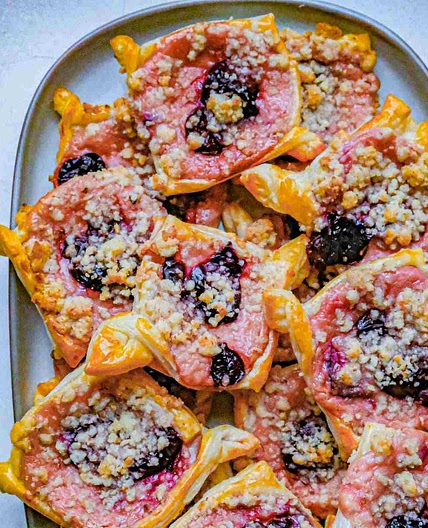 Cherry Cheese Danishes with Walnut Crumble