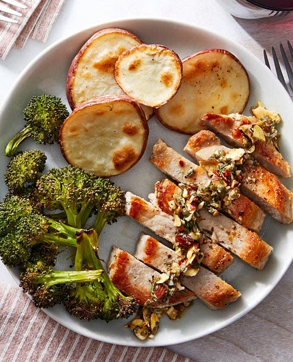 Florentine Pork Chops & Salsa Verde with Roasted Vegetables
