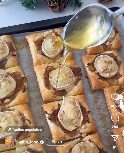 Feuilleté chevre miel oignon