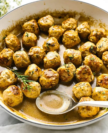 TURKEY MEATBALLS WITH MAPLE MUSTARD SAUCE