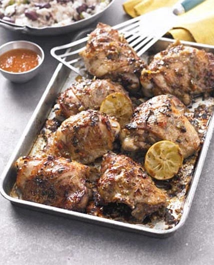 Jerk chicken with rice & peas