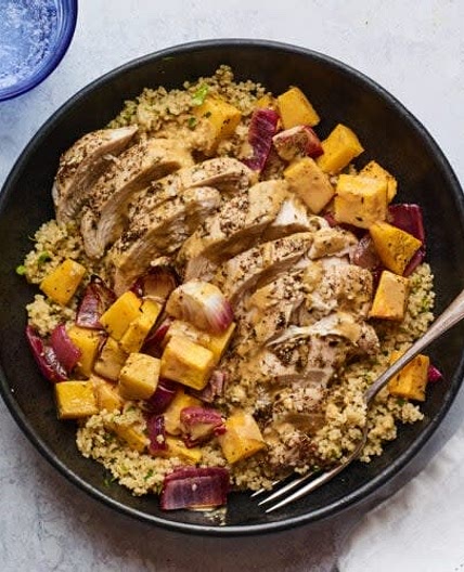 One-Pan Roasted Chicken with Butternut Squash and Brussels Sprouts