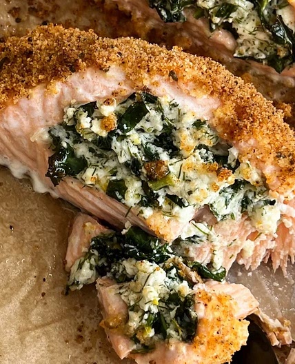 Feta Stuffed Salmon