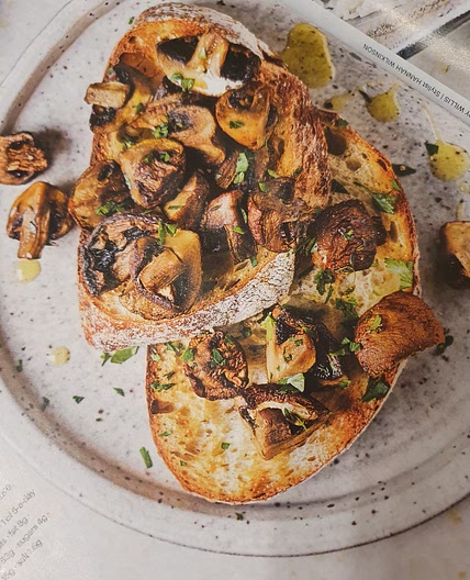 Air fryer mushrooms on toast