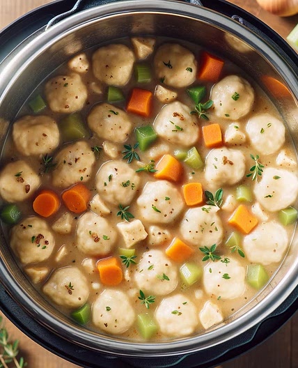 Vegan Chicken and Dumplings in the Instant Pot