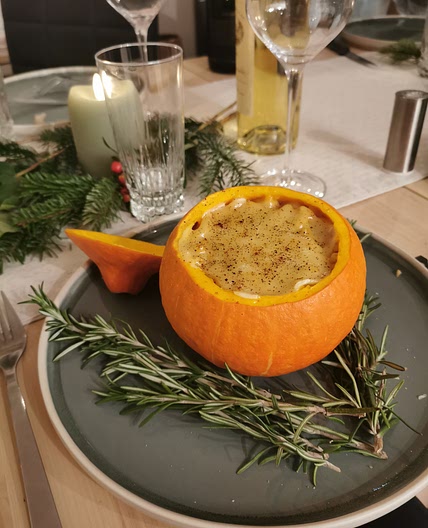 Gratin de coquillettes au potimarron et fromage de @diegoalary