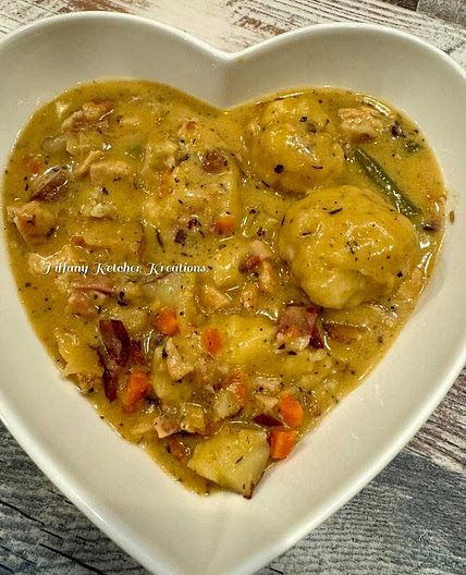 LOADED CHICKEN BACON POTATO DUMPLING SOUP
