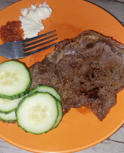 Steak and cucumber