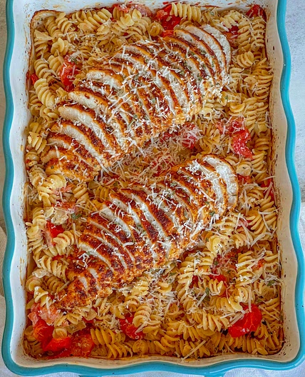 Baked Boursin Pasta with Chicken 