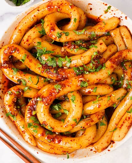 Chili garlic potato noodles 