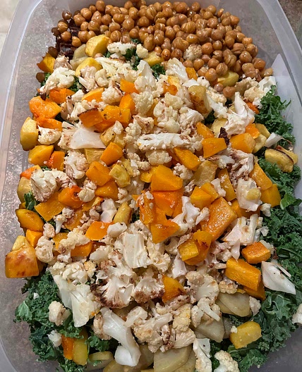 Kale, Cauliflower & Butternut Salad with Rosemary-Lemon-Garlic