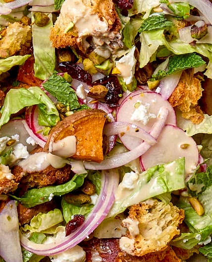 Sheet Pan Salad with Crispy Chickpeas and Feta