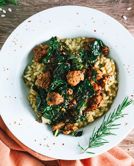 Italian Sausage, Kale, and Mushroom Risotto