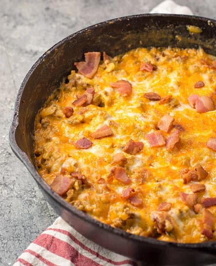 One Pan Keto Bacon Cheeseburger Skillet