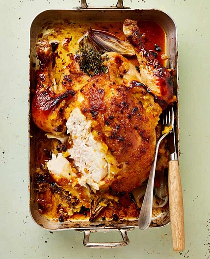 Spring roast chicken with preserved lemon