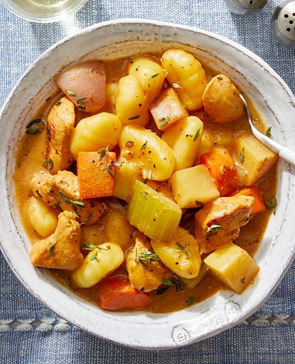 One-Pan Chicken & "Dumplings" with Fall Vegetables & Fresh Thyme