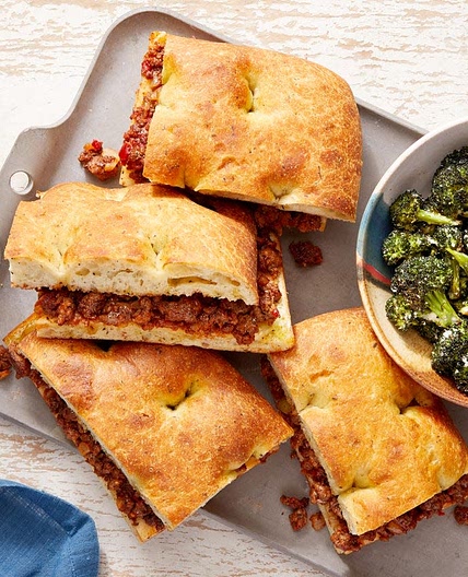 Italian Beef & Fontina Sandwiches with Caesar-Dressed Broccoli