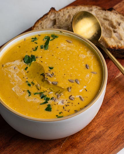 High Protein Butternut Squash Soup with Cottage Cheese