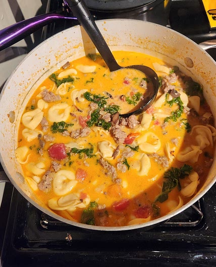 Tortellini Soup with Italian Sausage and Kale